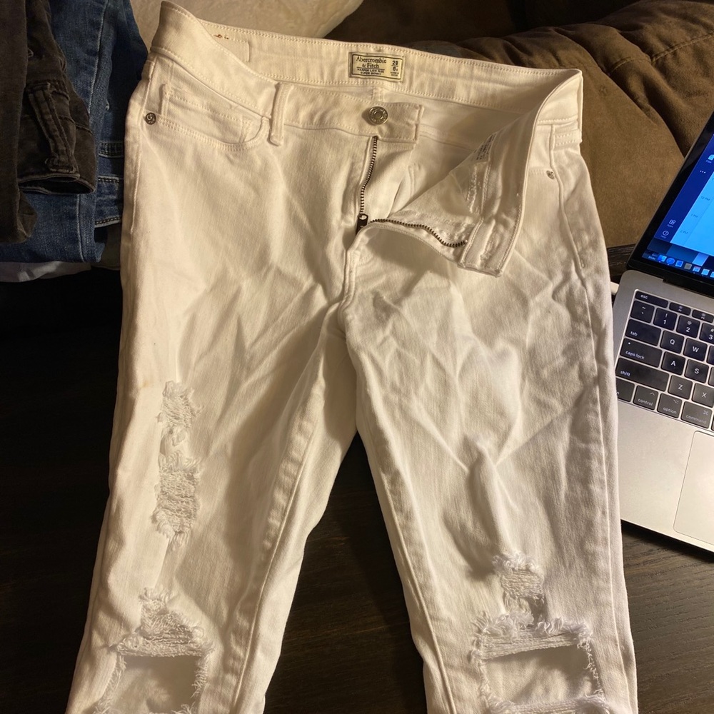 White ripped jeans